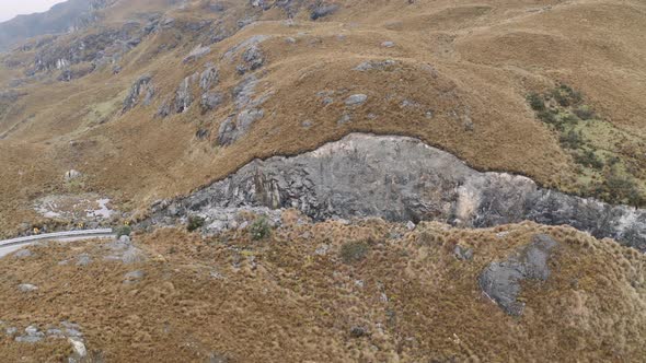 Road crossing el cajas national park at the ecuatorian andes 4000 mts from Cuenca to Guayaquil. alt