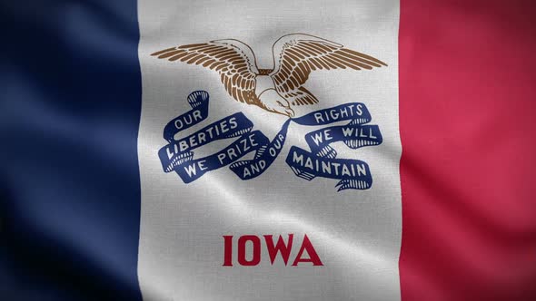 Iowa State Flag Blowing In Wind alt