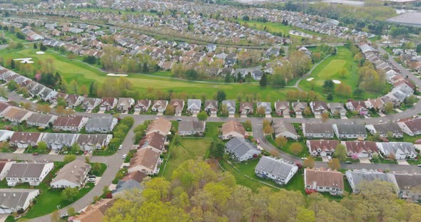 Aerial Top View of Small Town in Cranbury New Jersey with Scenic Seasonal Landscape alt