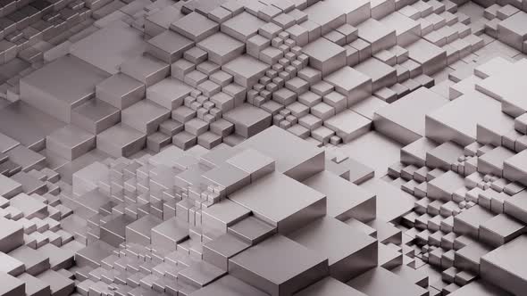 Cube wave background. Isometric view on white cubes. 3d render animation