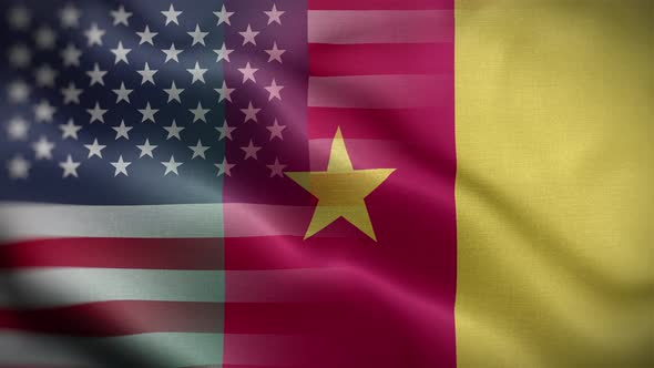 USA Cameroon Flag Loop Background 4K