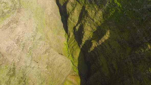 Hawaii Cinematic Tropical Nature Background  Top Down Deep Steep Green Canyon alt