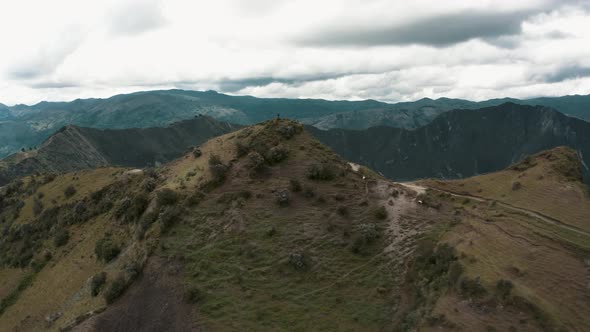 Steep And Rugged Mountains Revealed Quilotoa Lake In Pujilí Canton, Cotopaxi Province, Ecuador. Aeri alt