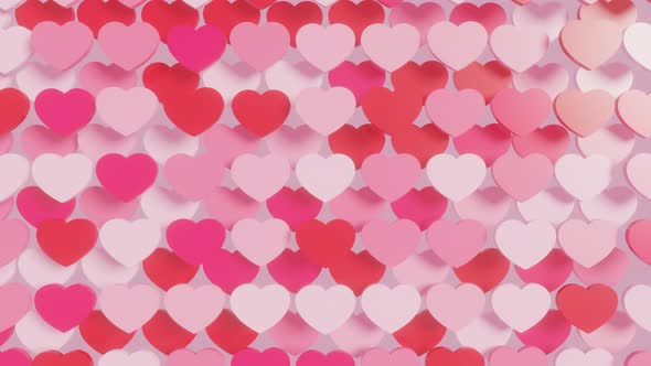 3D render heart shapes on a white background. 3d render seamless loop animated background alt