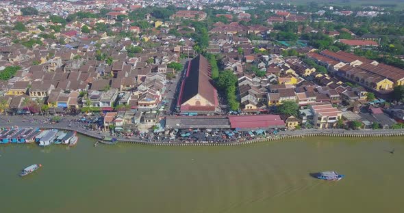 Aerial view panorama of Hoi An old town or Hoian ancient town
