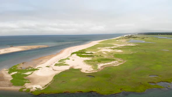 Cape Cod Aerial Drone Footage Bay Side Heading Towards Springhill Beach. alt