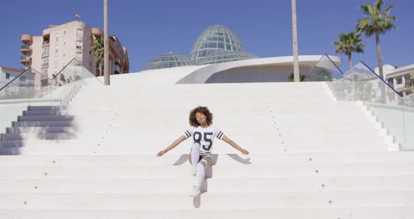 Female Posing Lying on the Stairs alt