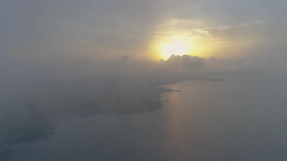 Sea and Coastal Town at Sunset. Black Sea, Bulgaria alt