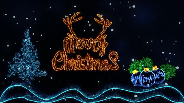 Christmas Background With Bright Fir Tree And Shiny Particles