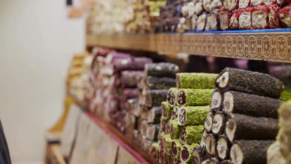 A Turkish delight stall in Spice Bazaar in Istanbul.