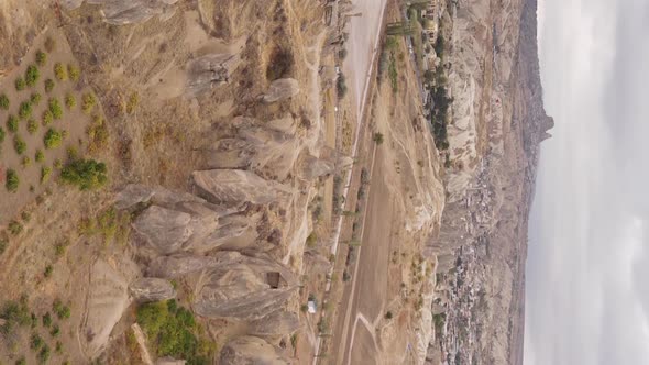 Vertical Video Cappadocia Landscape Aerial View alt