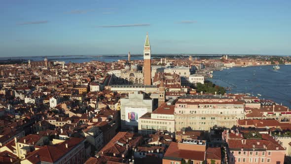 Aerial Panoramic Photo of Iconic and Unique Campanile in Saint Mark's Square alt