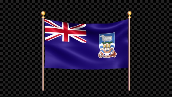 Flag Of Falkland Islands Waving In Double Pole Looped alt