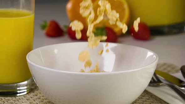 Slow Motion Cereal Being Poured Into A Bowl alt