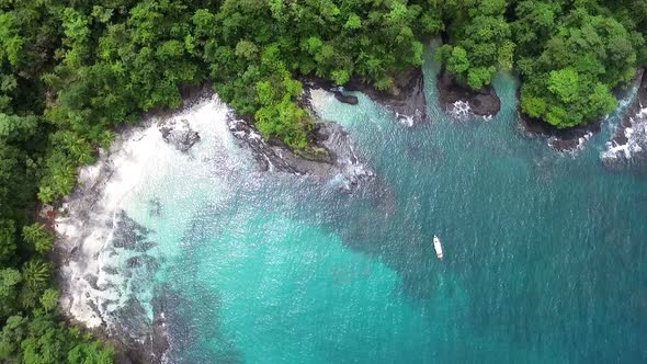 Idyllic Paradise Virgin Unspoiled Tropical Island Aerial Drone View