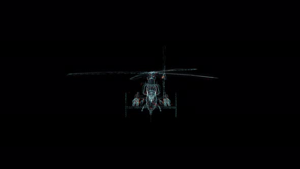 3D Seamless Loop Helicopter Hologram Wireframe