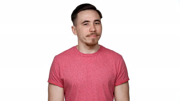 Portrait of Determined Disagreed Man Having Beard and Mustache Shaking Head and Rejecting Proposal alt