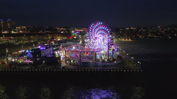 Aerial Observation Around the Pacific Park Located on the World Famous Santa Monica Pier. California alt