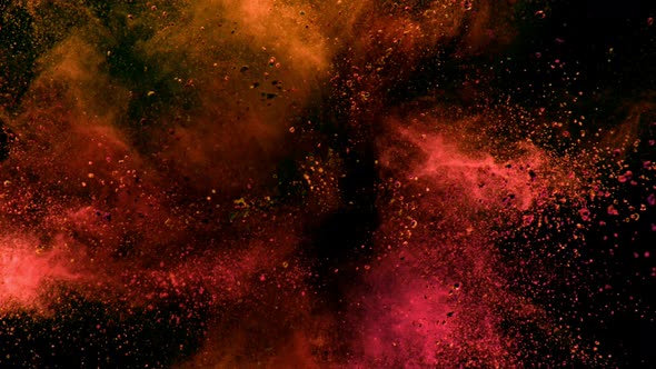 Super Slowmotion Shot of Color Powder Explosion Isolated on Black Background at 1000Fps alt