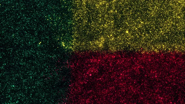 Benin Flag With Abstract Particles