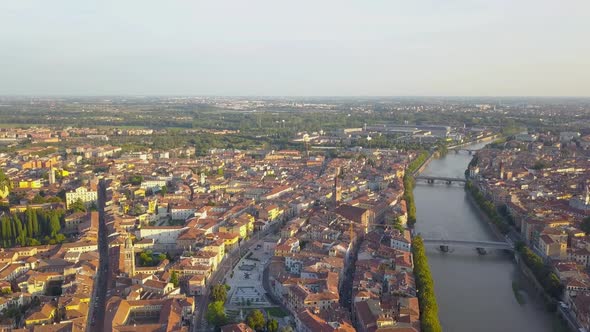 Panorama of Verona Historical City Centre Bridges Across Adige River alt