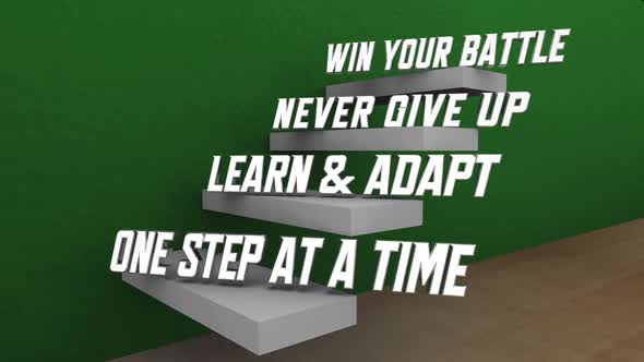 Win Your Battle One Day At A Time Learn Adapt Succeed Steps 3d Animation alt