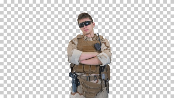 US marine ranger with folded arms, Alpha Channel alt