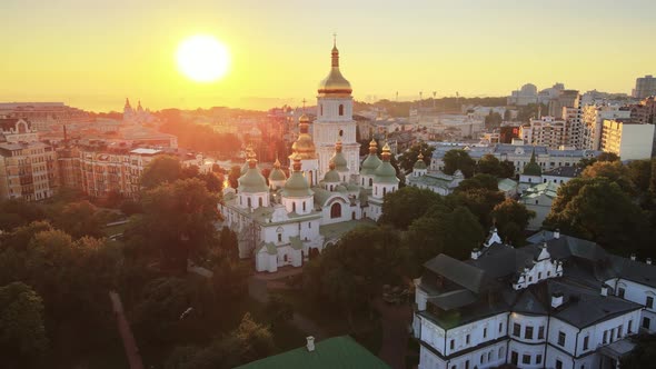 Kyiv. Ukraine. Aerial View : St. Sophia Church in the Morning at Dawn alt