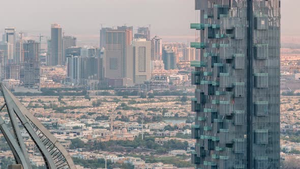 Aerial Top View of Dubai Marina Evening Timelapse alt