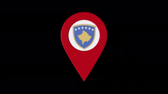3D Rotating Pin Icon Animation With Kosovo Coat Of Arms Alpha Channel 4K alt