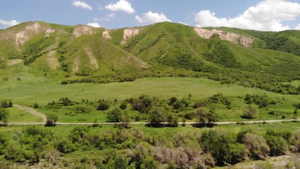 Beautiful green mountains in summer, Aerial video