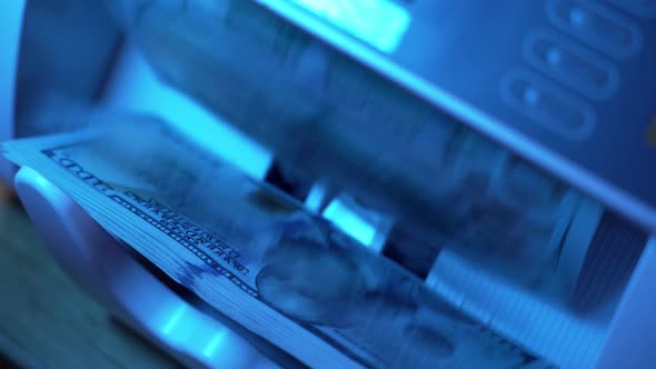 Closeup Currency Counting Machine Counting Dollar