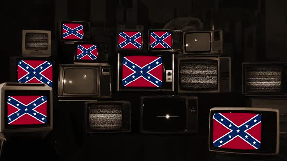 Modern Display of the Confederate Battle Flag on Retro TVs. alt