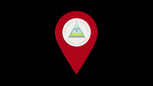 3D Rotating Pin Icon Animation With Nicaragua Coat Of Arms  Alpha Channel  2K alt