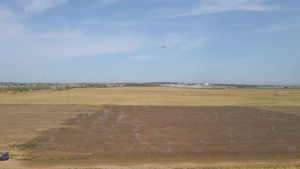 irrigating Field At The Morning At Southern District Sdot Negev Israel alt