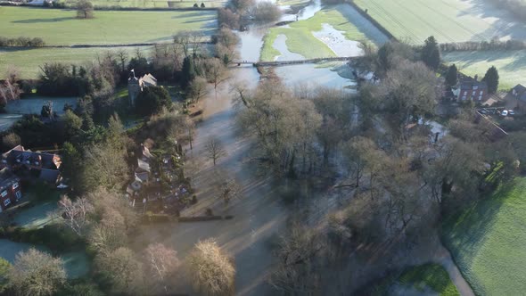 Ashow Village River Avon Flooding Aerial Warwickshire