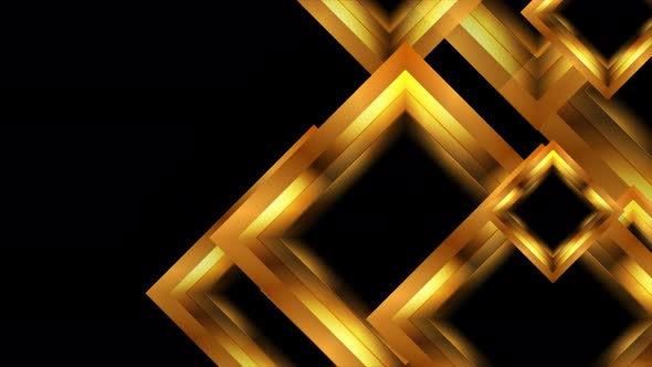 Glossy Golden Abstract Geometric Squares