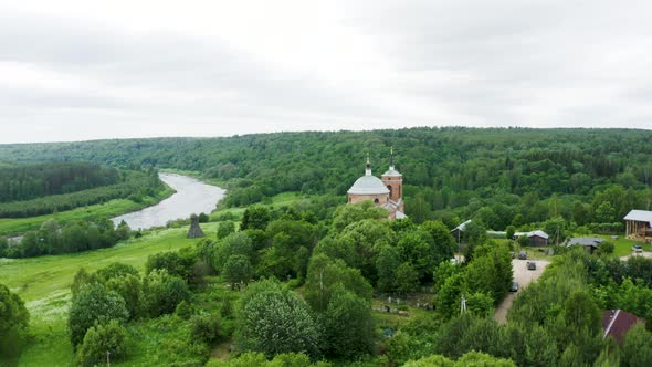 Rotate Aerial View at Old Church In The Village