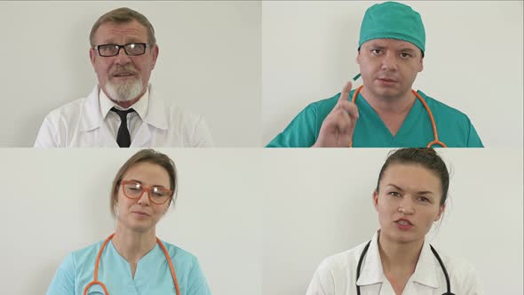 Group Video Conference of Medicine Workers Share Ideas Remotely alt