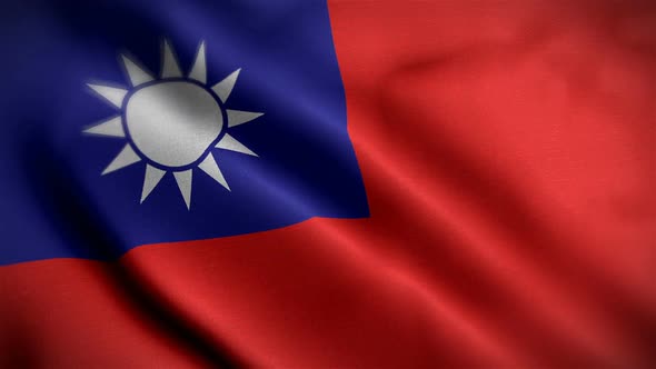 Taiwan Flag Closeup Blowing In Wind alt