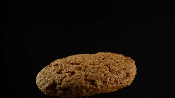 Closeup of freshly baked cranberry oatmeal cookies