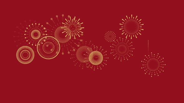 Chinese New Year background with golden fireworks .