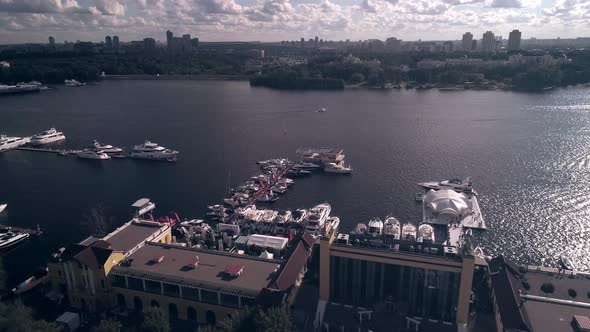 Fascinating Aerial View of the Harbor with Moored Boats and Yachts