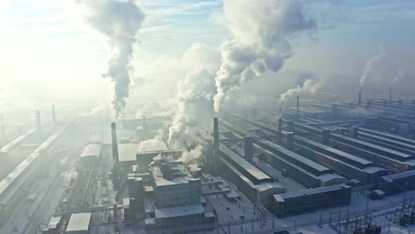 Top View of Industrial Air Pollution