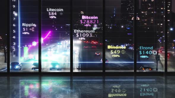 Futuristic Cryptocurrency Holographic Glass Display alt
