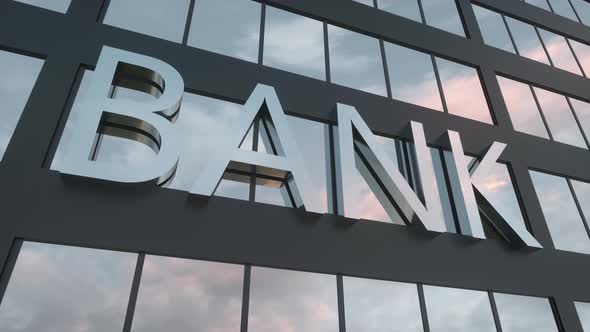 Bank Sign on a Modern Glass Skyscraper alt
