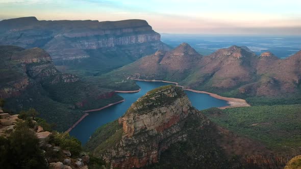 A Stunning Aerial Drone Shot of A Vast Mountain Valley in Drakensberg, South Africa alt