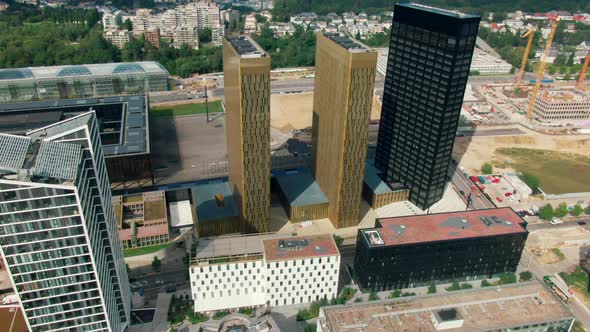 Aerial View of Court of Justice of European Union in Luxembourg City Downtown