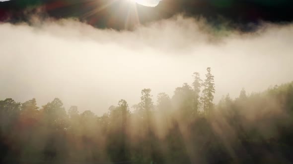 White Clouds Covered Lake Azul at Sunset Sao Miguel Island Azores alt