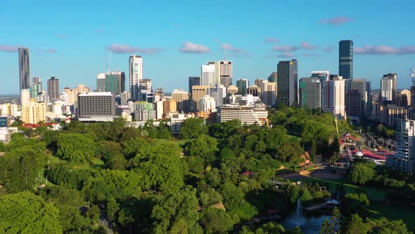 Aerial view of Roma Street Parklands, Brisbane, Queensland, Australia. alt
